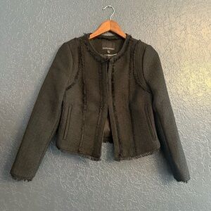 NWT Banana Republic Tweed Fringe Collarless Blazer